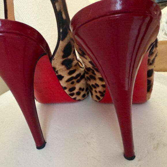 Christian Louboutin Leopard Fur Slingback - Size 37 - Picture 3 of 6